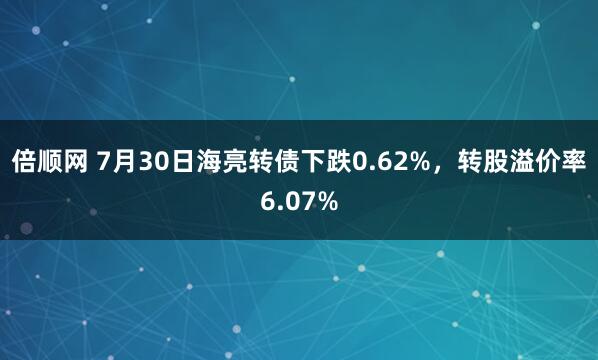 倍顺网 7月30日海亮转债下跌0.62%，转股溢价率6.07%